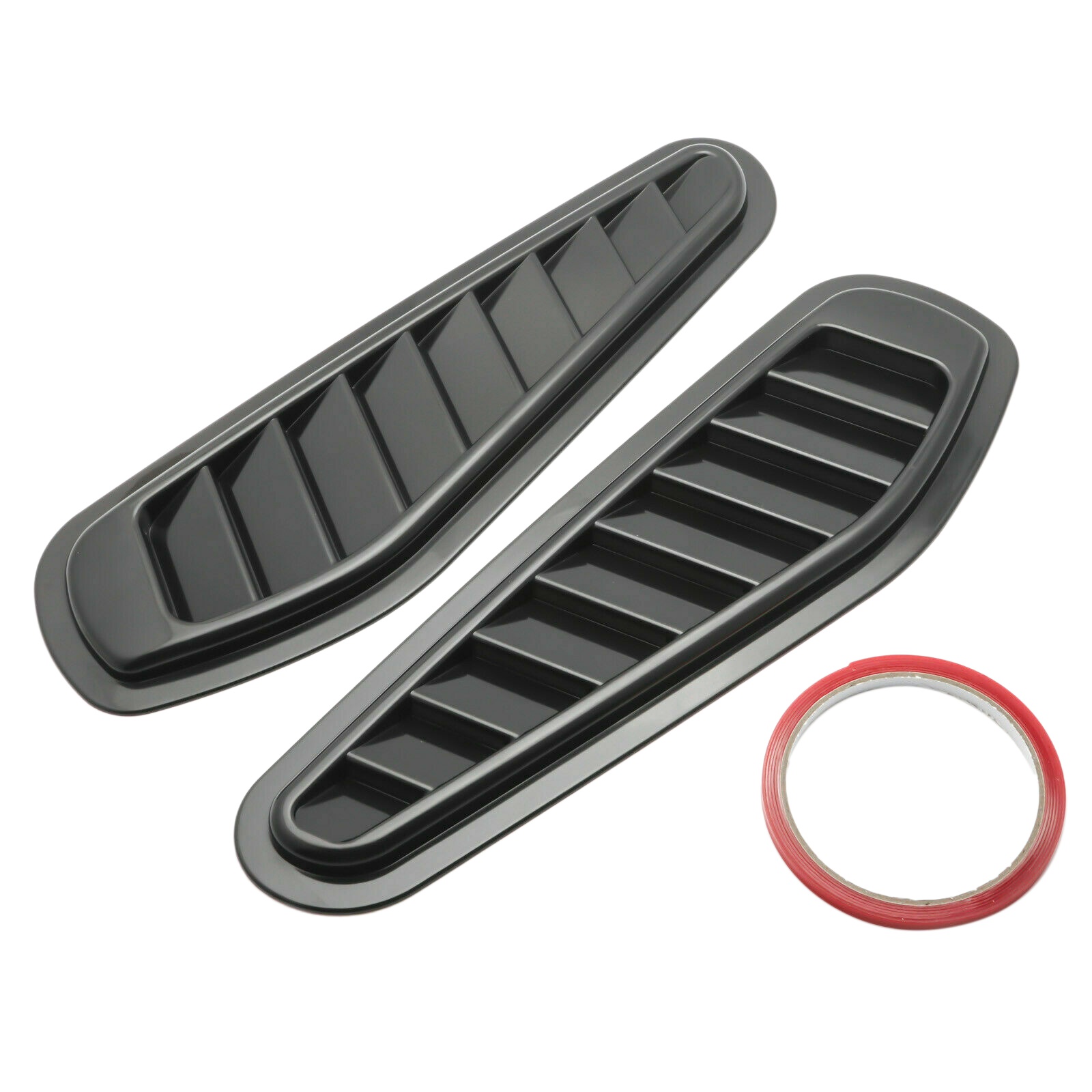 2Pcs Car Simulation Air Vent Universal Glossy Black Sport Racing Air Flow Vent Bonnet Hood Scoop Cover Trim