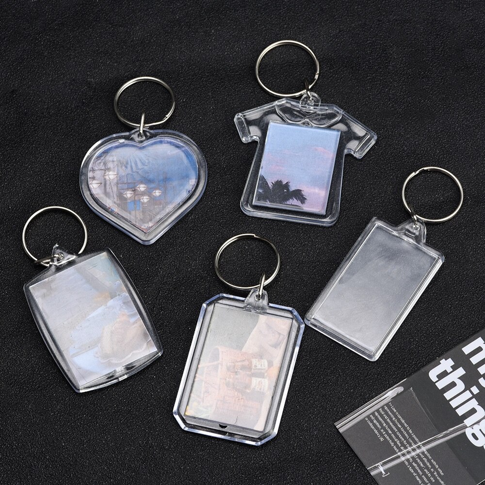 1/5pcs Acrylic Photo Frame Keychain with Tassels Snap-In Custom Insert Photo Acrylic Blank Keyring Clear Blank Picture Keyring. 