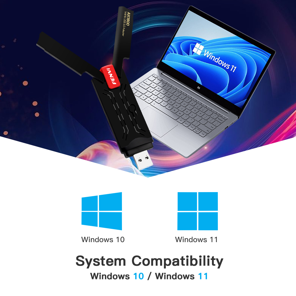 FENVI AX1800 WiFi 6 USB Adapter Dual Band 2.4G/5GHz Wireless Wi-Fi Dongle MT7921 Network Card USB 3.0 WiFi6 Adapter For Win10/11. 