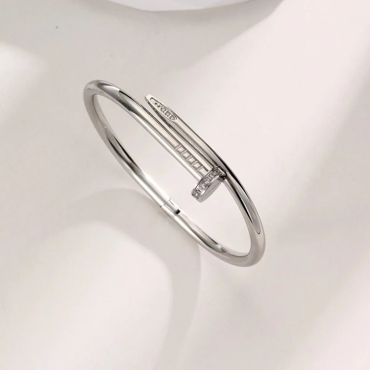 Stainless Steel Sparkling Zircon Bangle Bracelet for Women and Men