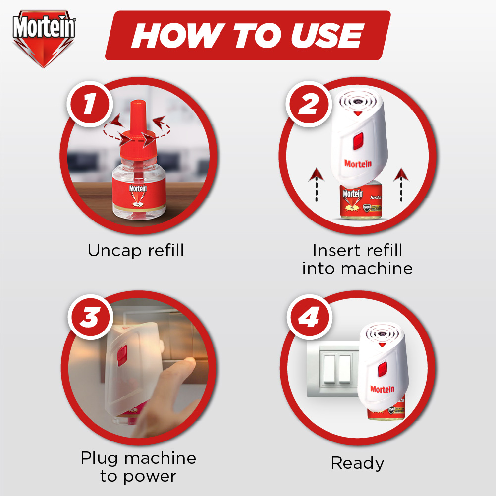 Mortein Mosquito Repellent Refill, Works with all Machine, 100% Dengue Protection, Refill lasts for upto 60 Nights. 