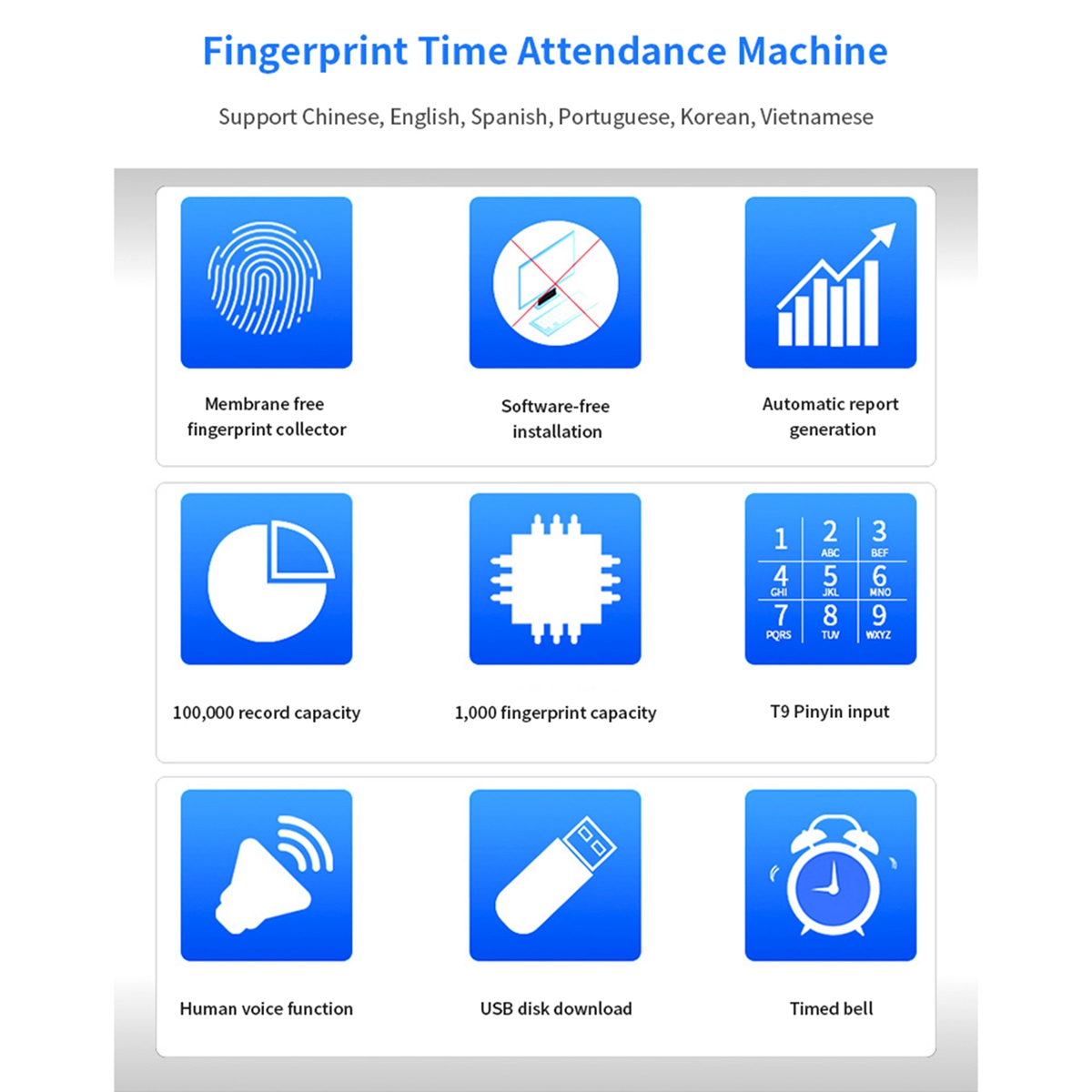 F01 Time and Attendance Machine Fingerprint Punch Card Machine Time Attendance Machine Attendance Speed 1 Sec/Time. 
