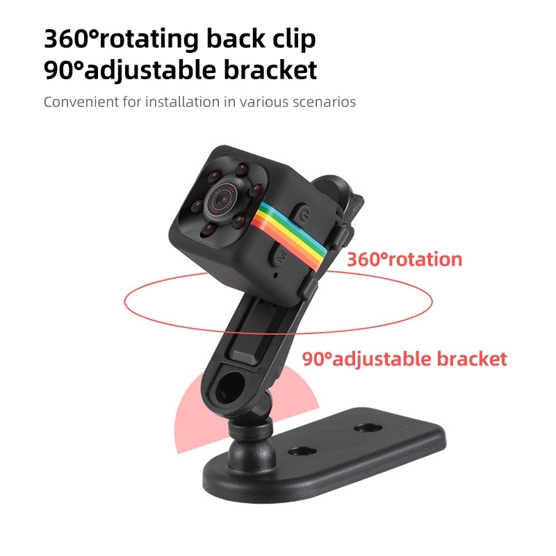 SQ11 Mini DV HD 480P 6 LEDs Sport Recorder Camera with Holder, Support Monitor Detection & IR Night Vision & TF Card. 