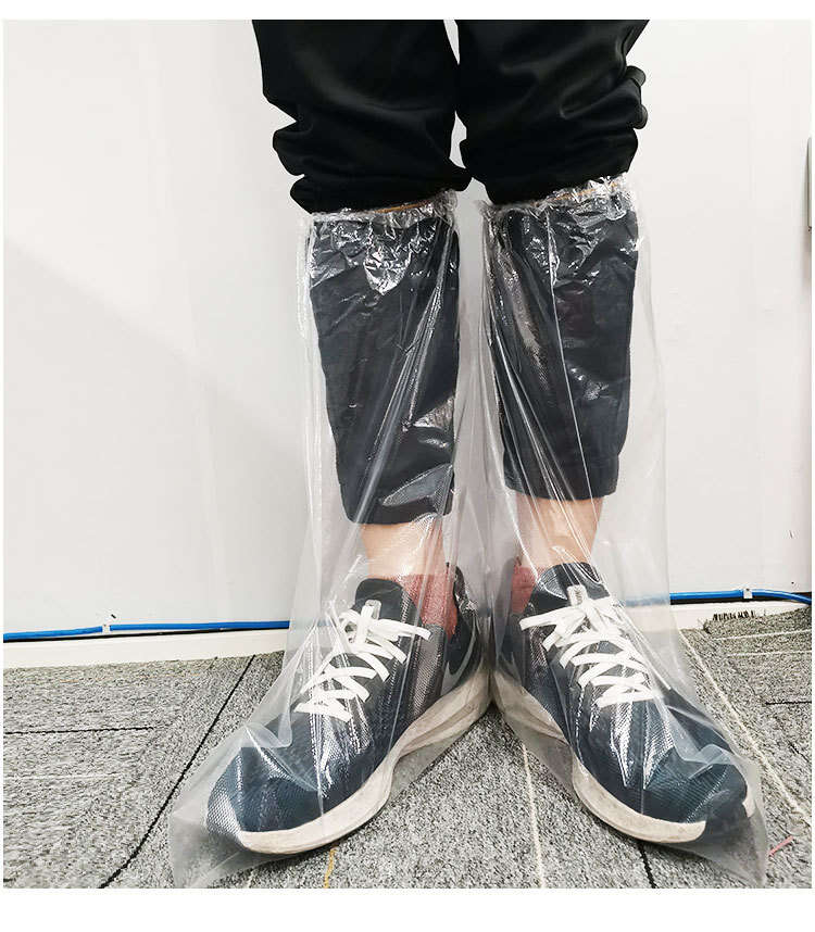 Medical isolation long high tube covers, thickened rain and epidemic prevention PE protective disposable medical shoe covers. 