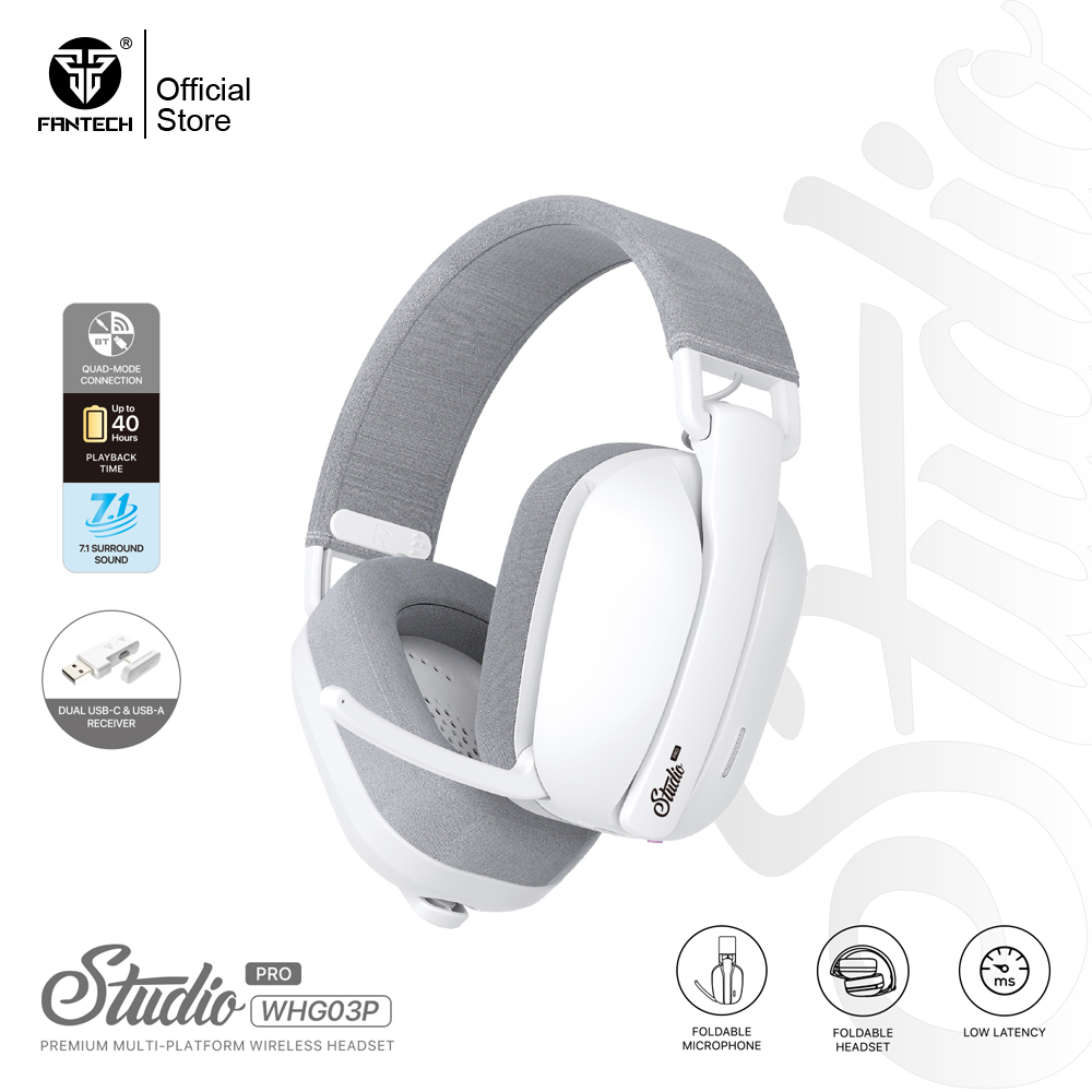 FANTECH WHG03P STUDIQ Wireless Headphones ENC Call Noise Reduction Bluetooth 5.3 7.1Surround Headset with Microphone for PS4 PS5