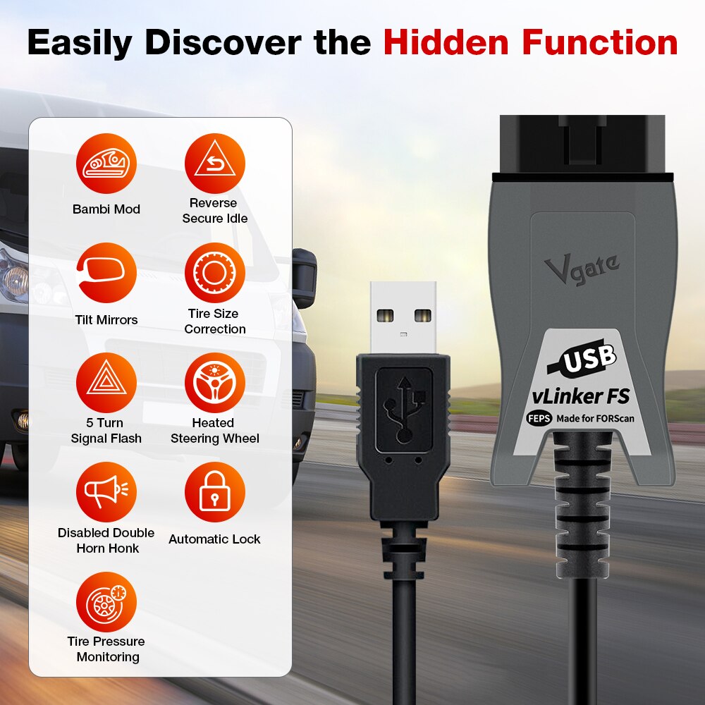 Vgate vLinker FS ELM327 For Ford FORScan HS/MS-CAN USB ELM 327 OBD2 Scanner auto Car Diagnostic Tools OBDII Interface For Mazda. 