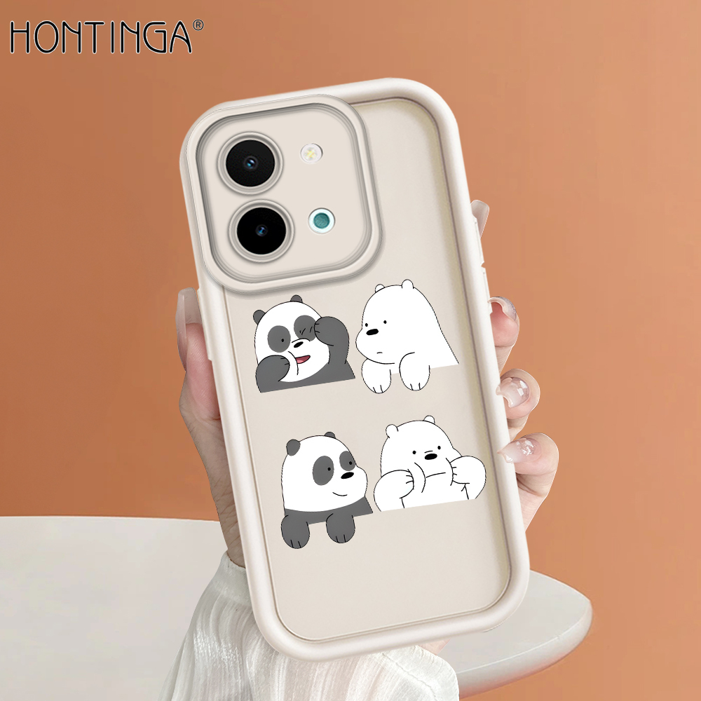 Hontinga for Vivo Y28 4G Back Cover Two Happy Bears Pattern Case Ladder Soft Rubber Mobile Phone Cover