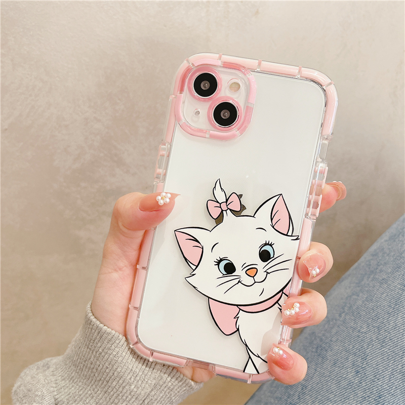 Cartoon Disney Marie Cat Phone Case For iPhone 14 Pro Max 13 12 11 X XS Max XR 8 7 Plus Noctilucent Transparent Soft Cover Funda. 