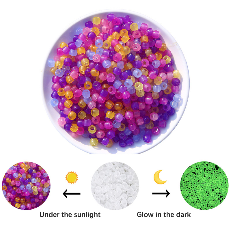 100pcs Color Changing UV Beads Mixed Color Glow In The Dark Beads DIY Jewelry Making Bracelets Necklace Qoddess