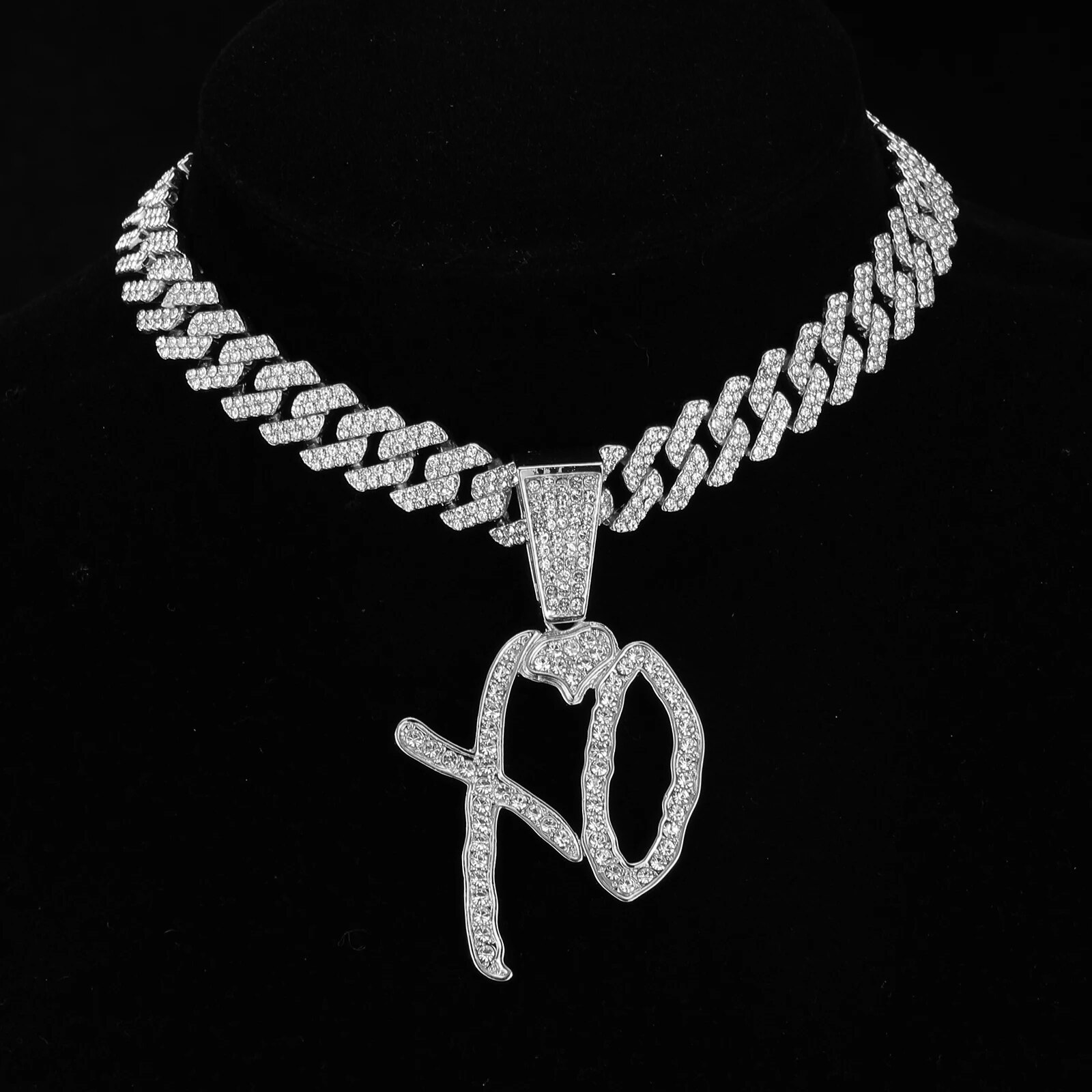 HIP HOP Iced Out Letters XO Pendants With 13mm Cuban Link Chain AAA+ ...