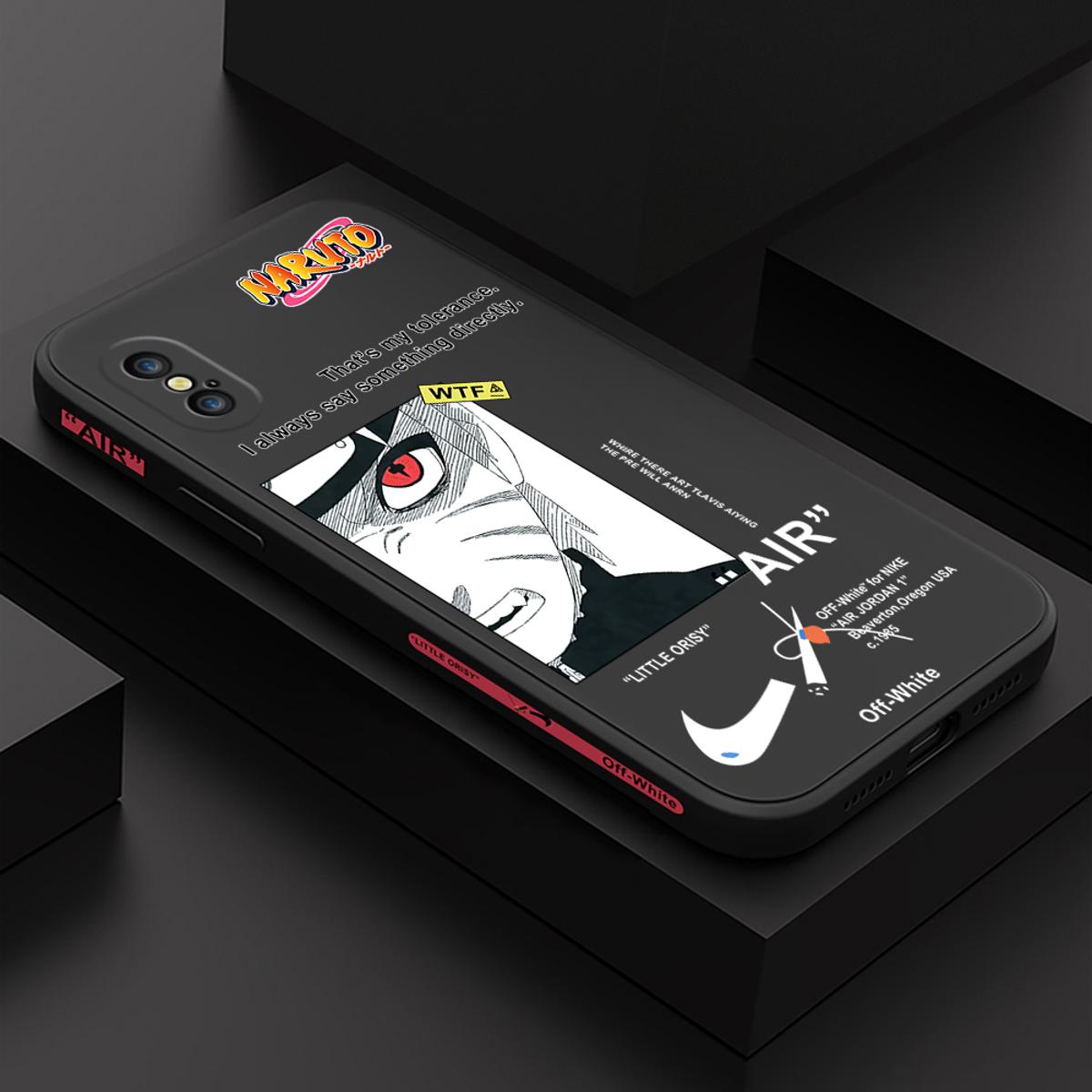 ZCSIBORUI for iPhone X/XS New Anime Uzumaki Naruto Square Edge Pattern Design Liquid Silicone Shockproof Phone Cases