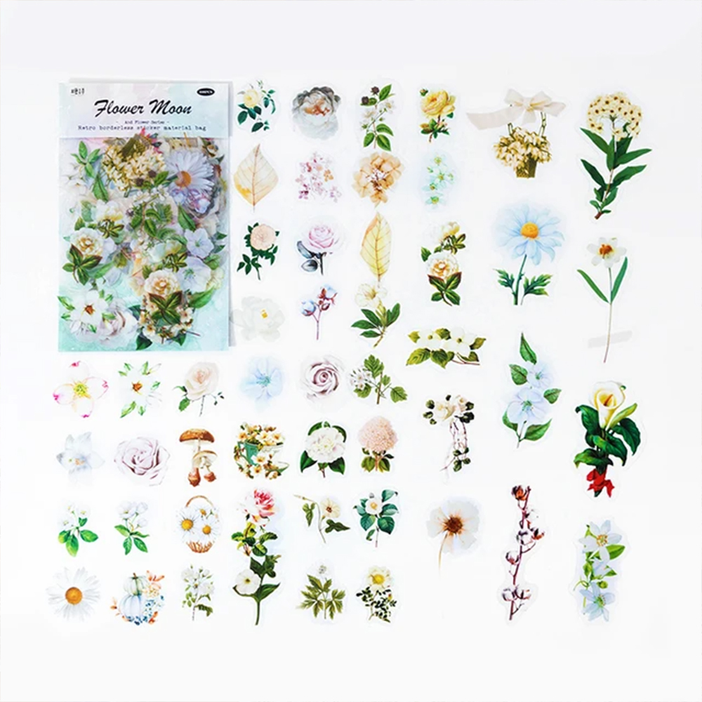 100PCS Flower Moon Stickers Album Diary Journal Decorative Crafts Scrapbooking DIY Sticker