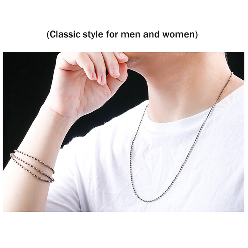 Pure Titanium Chain Necklace Glass Bead Chain Pendant is Not Easy to Rust Simple Light Weight Titanium Alloy Bracelet-B. 
