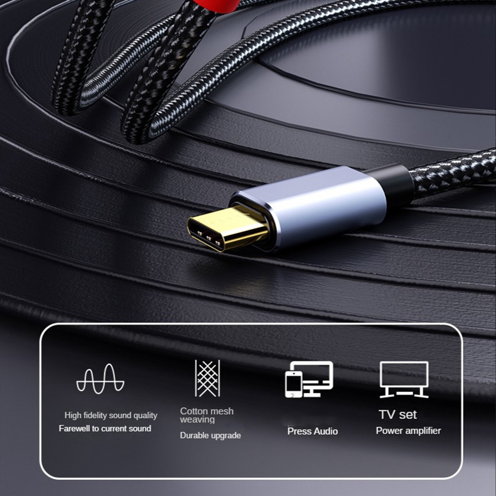 USB C to 2RCA Audio Cable Adapter Type-C to Dual RCA Audio Cable Audio Video USB Cord for Phone, Tablet, 1M. 