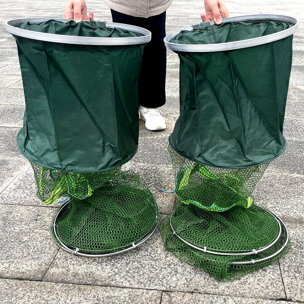 1.7-3m Fishing Basket Dip Net Trap Folding Telescopic Net Fish Mouth Protection Basket Outdoor Carp Fishing Tool Hold Over 50kg. 