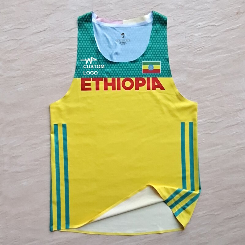 2022 ETHIOPIA South Africa HELLAS Team Man Fast Running Net Breathable Vest Speed Athlete Track Field Singlet Customizable Logo. 