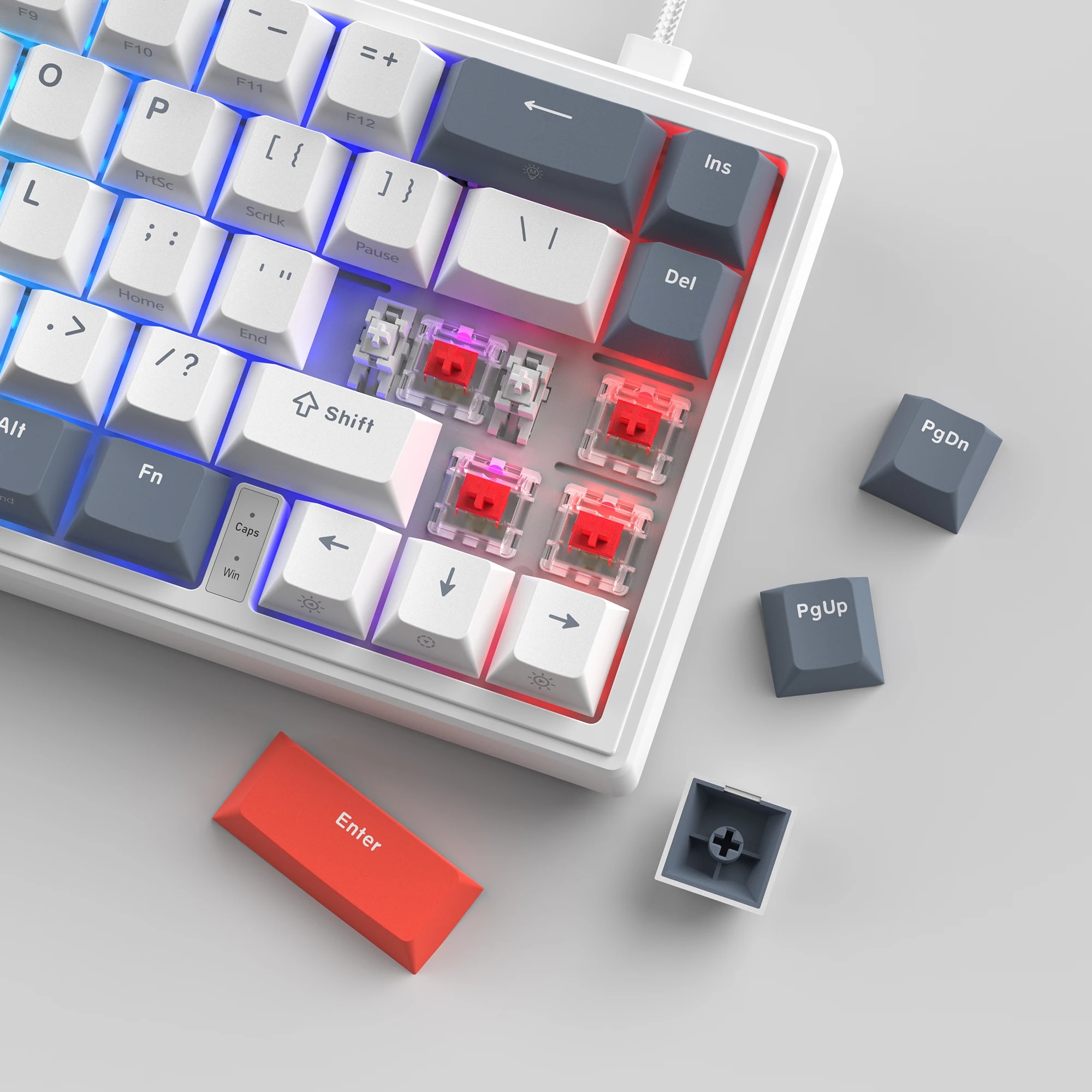 womier 60% Wired Mechanical Keyboard Gasket Mounted V-K66 LED Backlit Gaming Keyboard with Arrow KeysPre-lubed Linear Switches. 