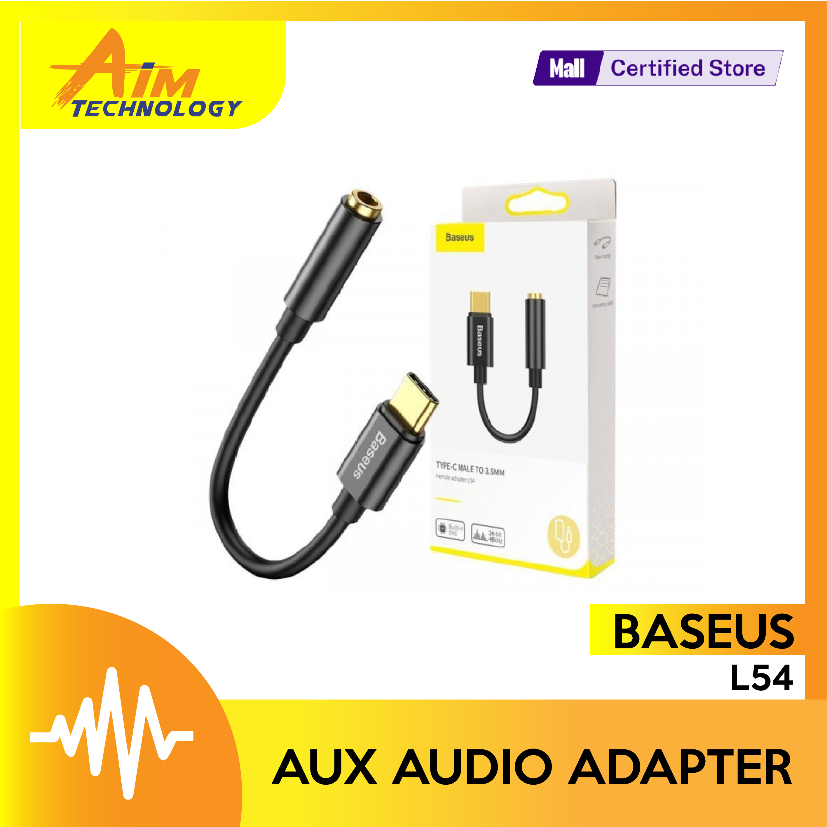 Baseus L54 Type C to 3.5mm Aux Adapter Audio Adapter Type-C to 3.5mm Jack Headphone Type C Audio Converter Adapter