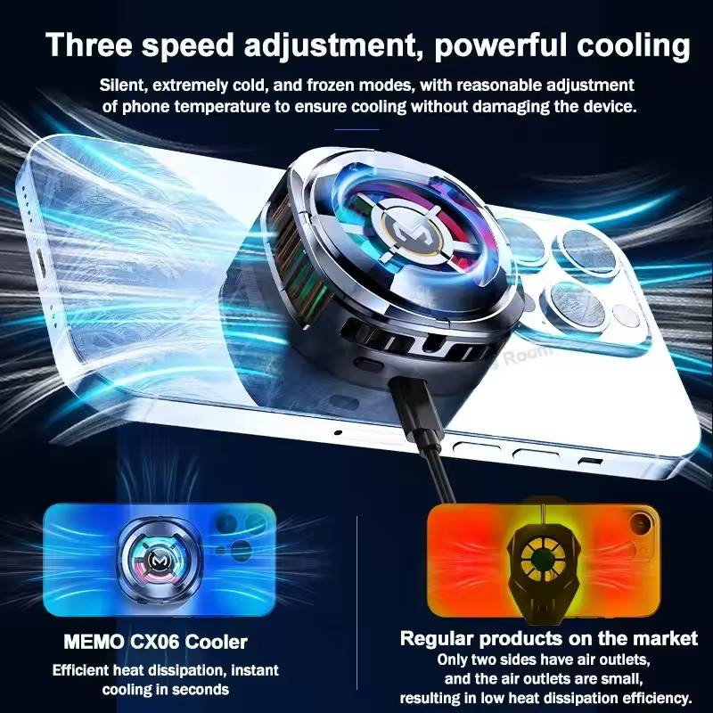 MEMO CX06 Mobile Phone Cooler Freeze Semiconductor Cooling Fan Radiator for IOS Android Magnetic/Back Clip 2 IN 1 Cool Heat Sink. 