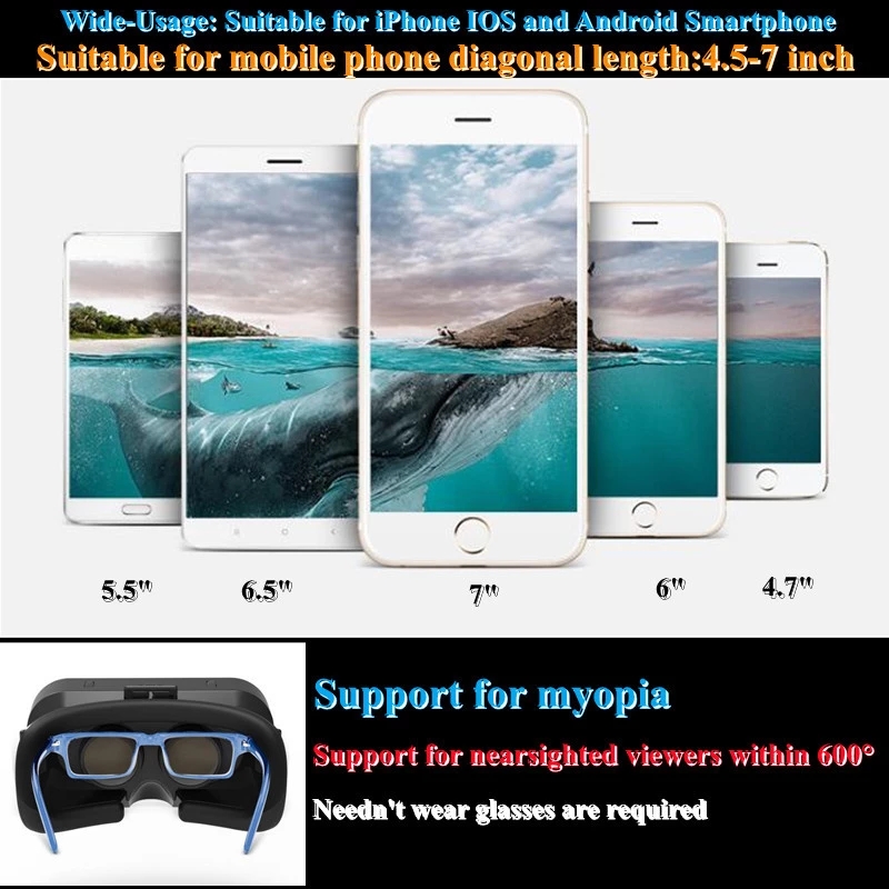 VR Shinecon G06B 3D Virtual Reality VR Box Gaming Glasses Headset 4.7-6.7 inch smartphones - Sleek Usage. 