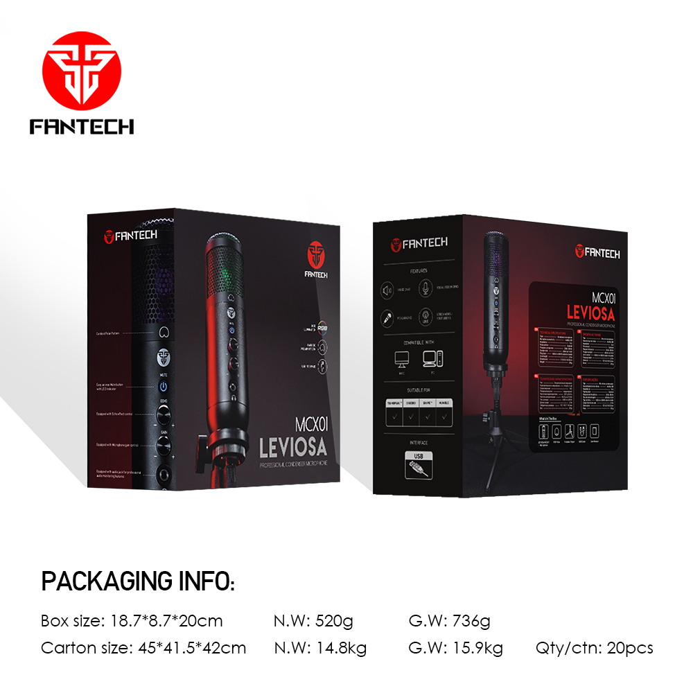 FANTECH MCX01 Leviosa RGB USB Condenser Gaming Microphone. 
