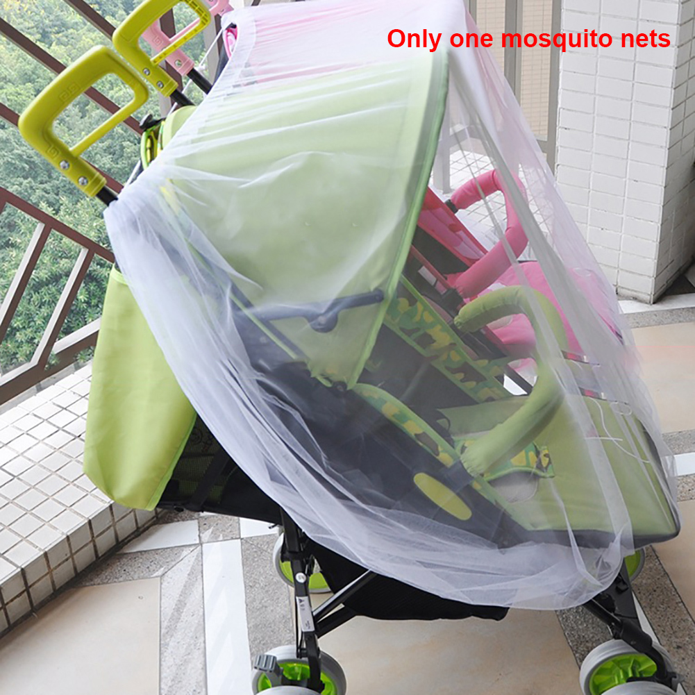 Baby Kid Buggy Accessories Double Stroller Crib Full Cover Shield Safe Mesh Insect Protection Mosquito Net Foldable White. 
