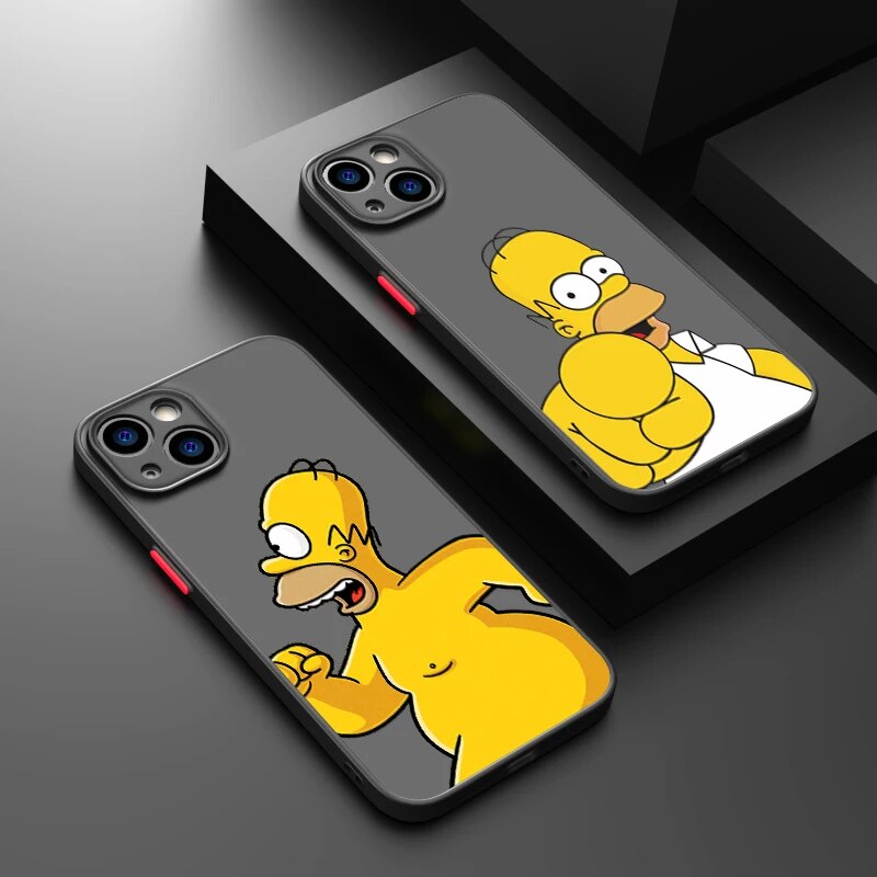 Funny Cartoon Simpsons Phone Case For iPhone 15 14 13 12 11 Pro Max mini XS Max XR X 8 Plus SE Frosted Translucent Cover. 