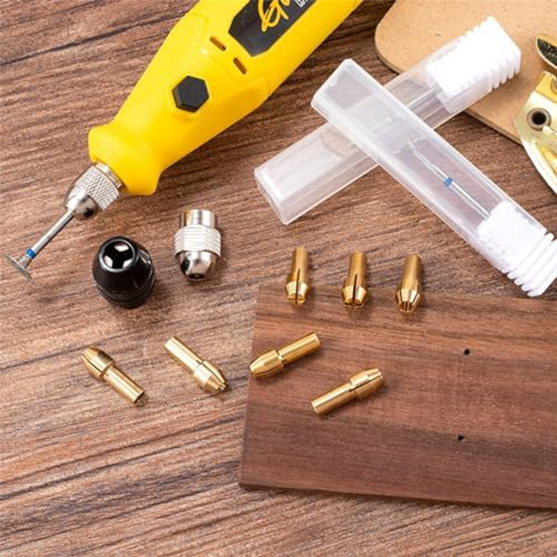 10 Pcs Drill Chuck Collet Kit Parts 1/32 Inch to 1/8 Inch Brass Quick Rotating Drill Nut Replacement 4485 4486 Keyless Dril