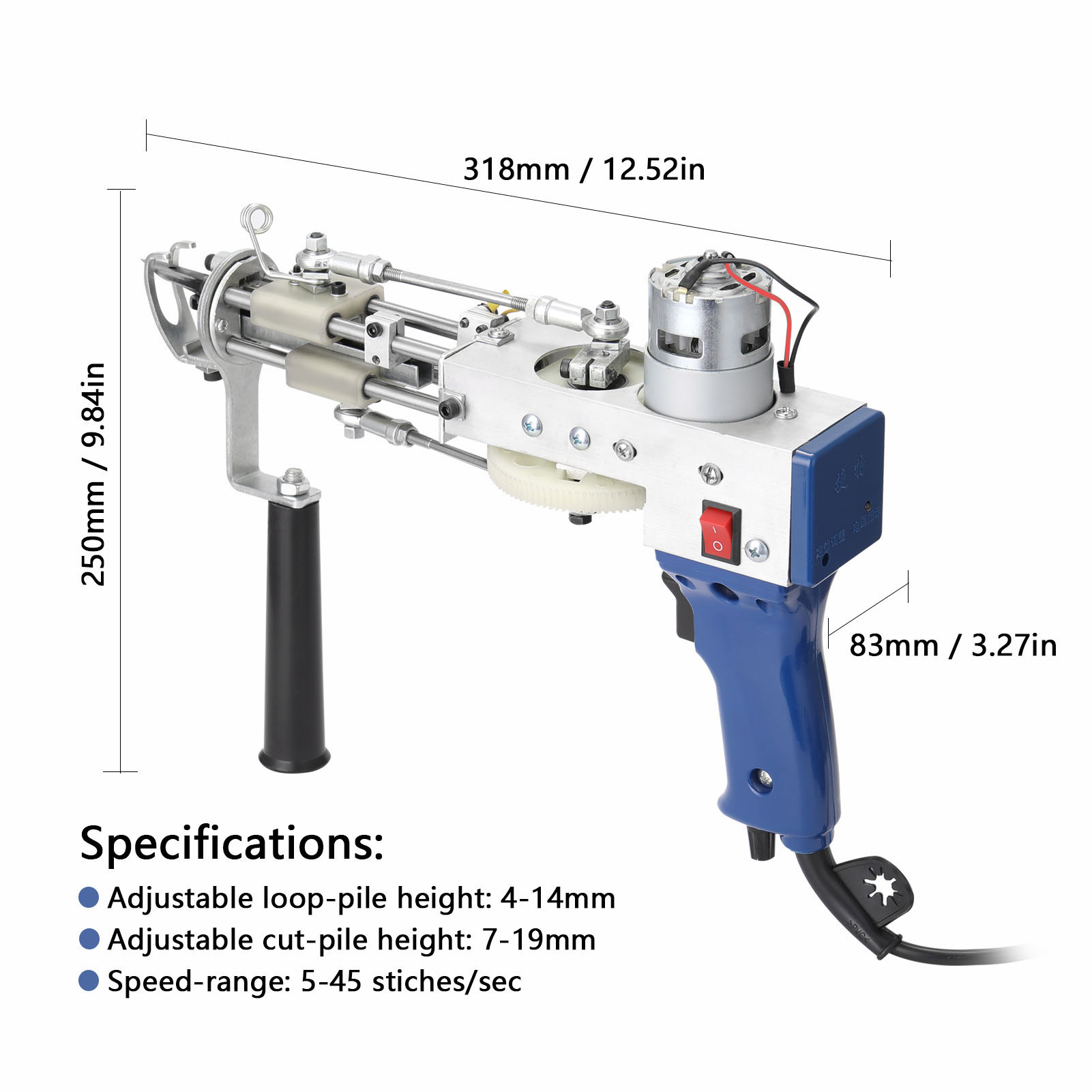 KOGEEK Electric Carpet Tufting Weaving Machine Professional Flocking Device Industrial Embroidery Tool Cut-Pile Loop-Pile Knitting Equipment. 
