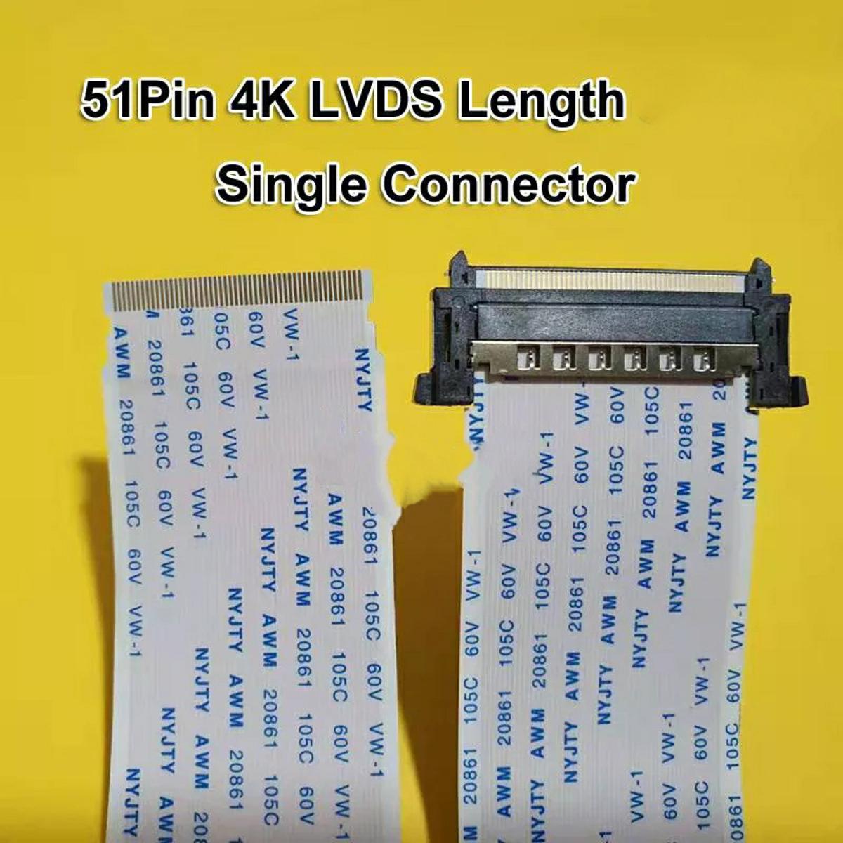 51Pin Ffc Fpc Cable Single Connector Pitch 0.5Mm Lvds 1080P 4K Hdtv 51P Screen Flexible Flat Cable 51Pins 30Cm 40Cm 50Cm 80Cm Single With I-Pex Connector Interface - Hdmi Cable