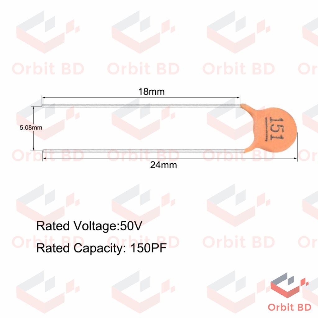 25Pcs- 150pF Capacitor Mini Ceramic Capacitor 151 150pF 50V Ceramic Disc Capacitor Non-Polarized Through Hole For Electrical Circuitry & Parts. 