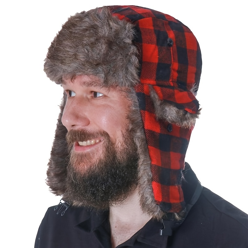 Stay Warm and Stylish with this Buffalo Plaid Ushanka Hat - Perfect for Men and Women in Winter!