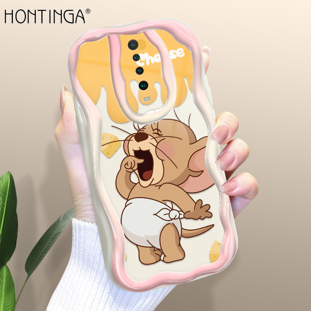 Hontinga for Xiaomi Poco X2 Redmi K30 Back Cover Tom and Jerry Cream Texture Phone Case Wavy Edge Soft Silicone Cover