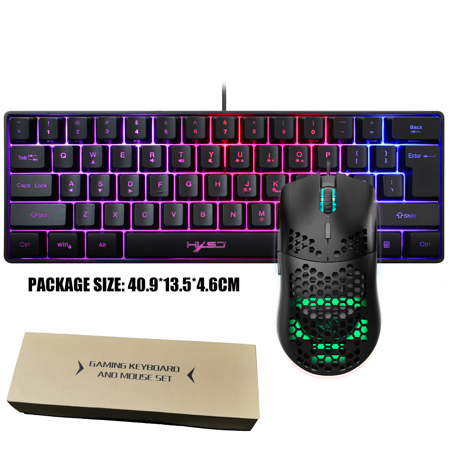 61 key gaming membrane keyboard RGB light portable wired keyboard with a variety of shortcut key combinations in stock. 