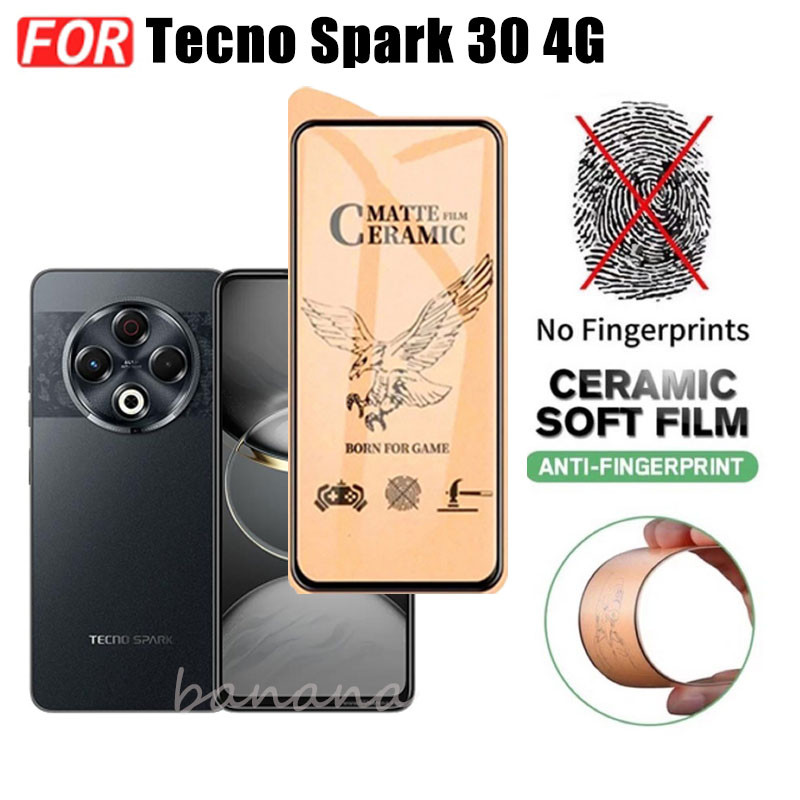 3 IN 1 Tecno Spark 30 4G Tempered Glass Matte Gaming Screen Protector for Tecno Spark 30C 30 Pro Spark 20C 20 Pro Ceramic Matte Screen Protector. 