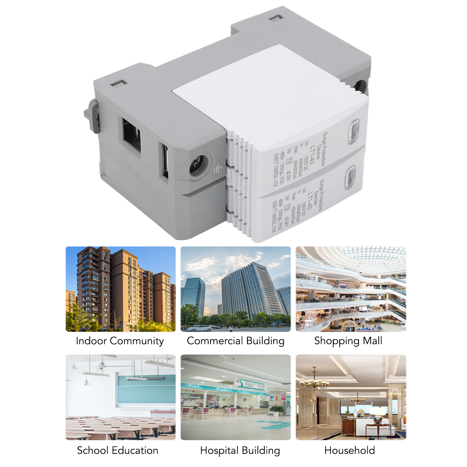 DC Power Surge Protector, Quick Response Surge Protector Fireproof Flame Retardant Easy To Install for Home. 