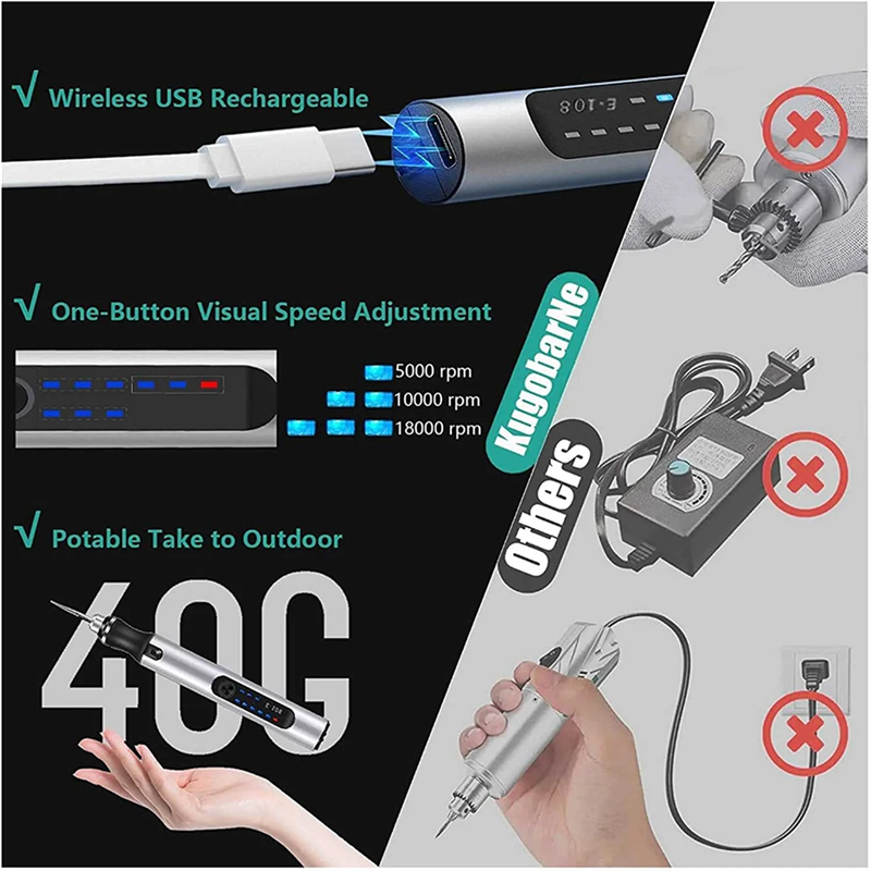 USB Customizer Professional Engraving Pen 30 Bits Rechargeable Engraving Pen Cordless Wood Glass and Plastic Portable Engraving Pen. 