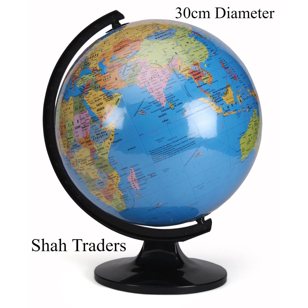 30cm World Globe Educational Political Map Swivel Rotating Desk Top Globe - Geography Learning Home School Office Decoration - Diameter 32cm