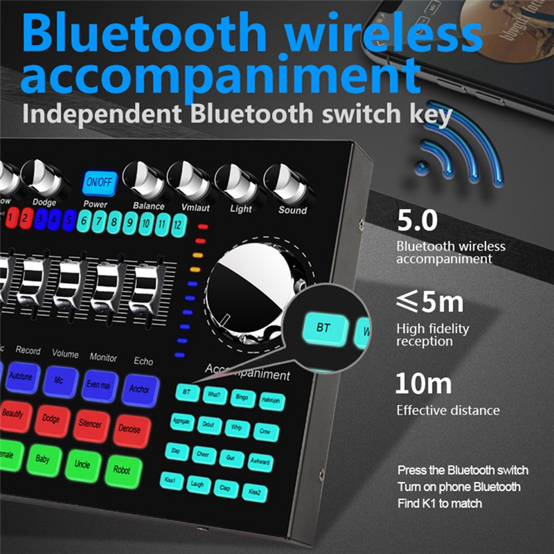 K1 Live Sound Card Portable Bluetooth Sound Card. 