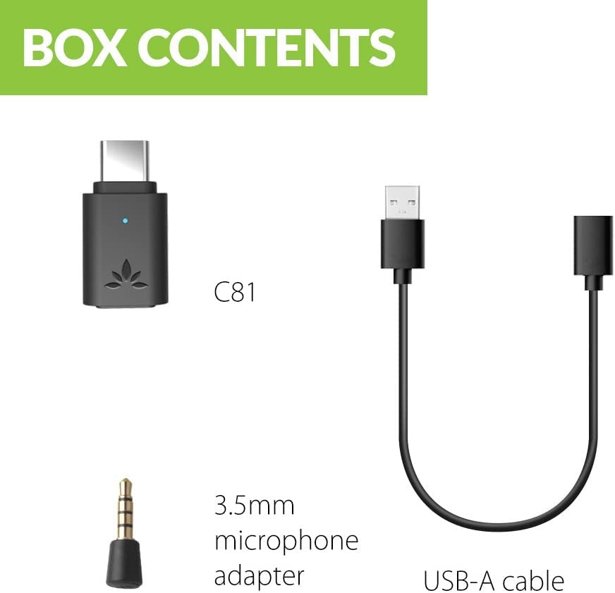 Avantree C81 USB-C Bluetooth Adapter for PS5 - Connect Headphones Wirelessly with aptX Low Latency Support and Included Mini Mic. 