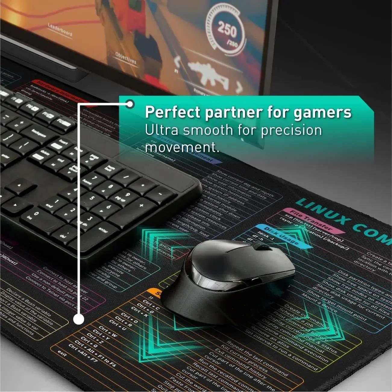 Linux Commands Line XXL Large Mouse Pad Cheat Sheet Mousepad Shortcuts to Ubuntu Unix Programmer Non-Slip Rubber Gaming Desk Mat. 