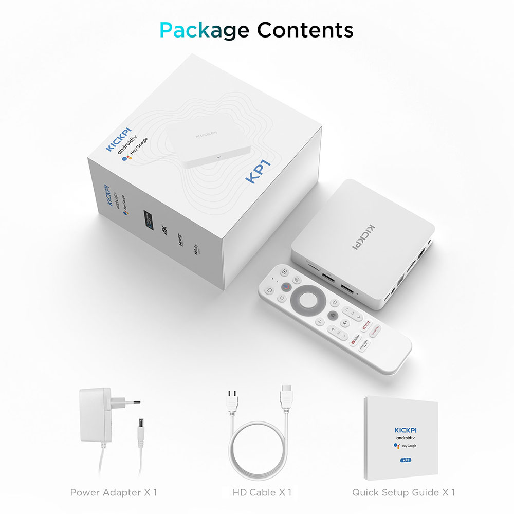 KICKPI KP1 Google Netflix TV Box Android 11 Amlogic S905Y4 2GB 32GB Support AV1 1080P H.265 4K Wifi BT Voice Input Media Player. 