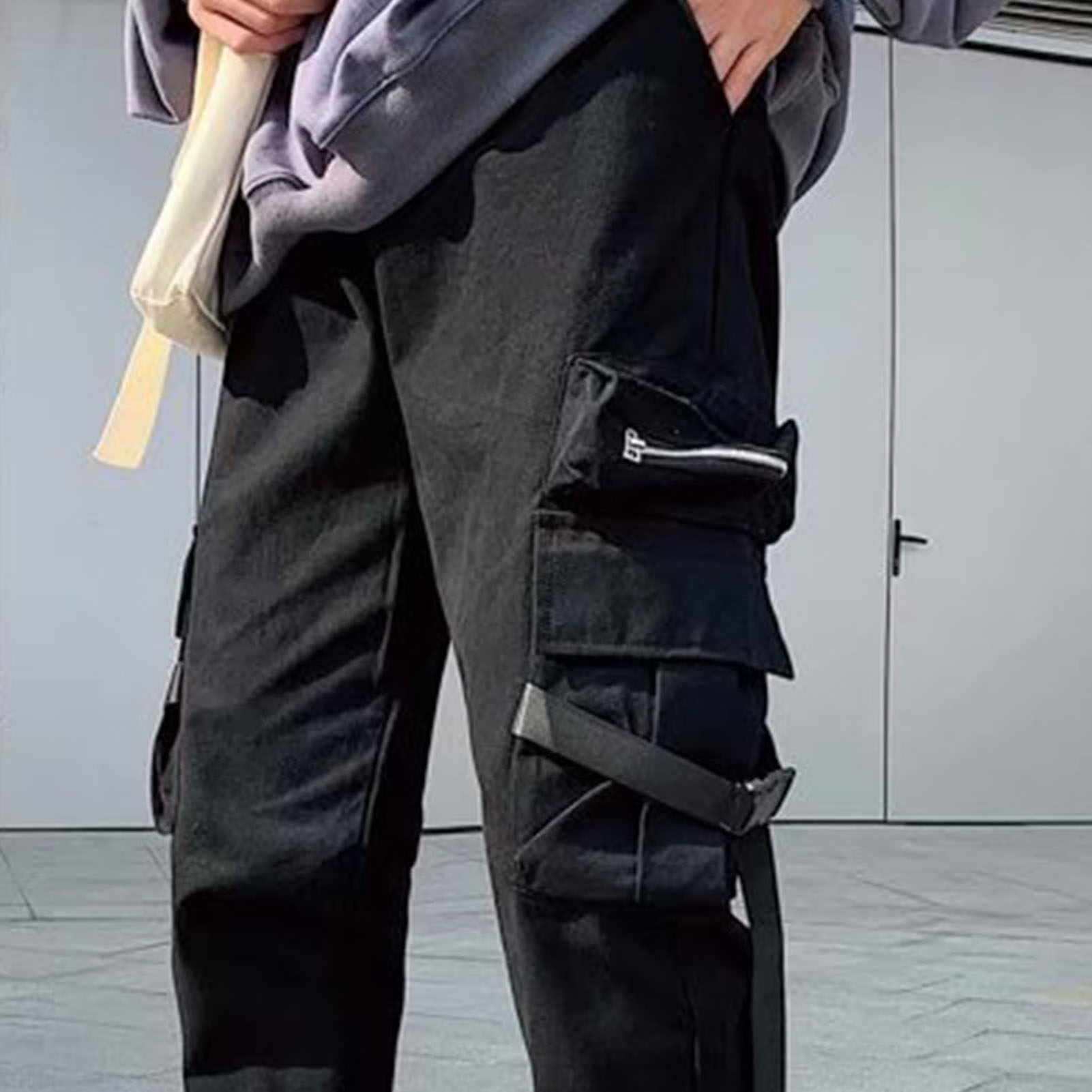 Autumn Cargo Pants Solid Color Hip-hop Style Autumn Cargo Pants. 