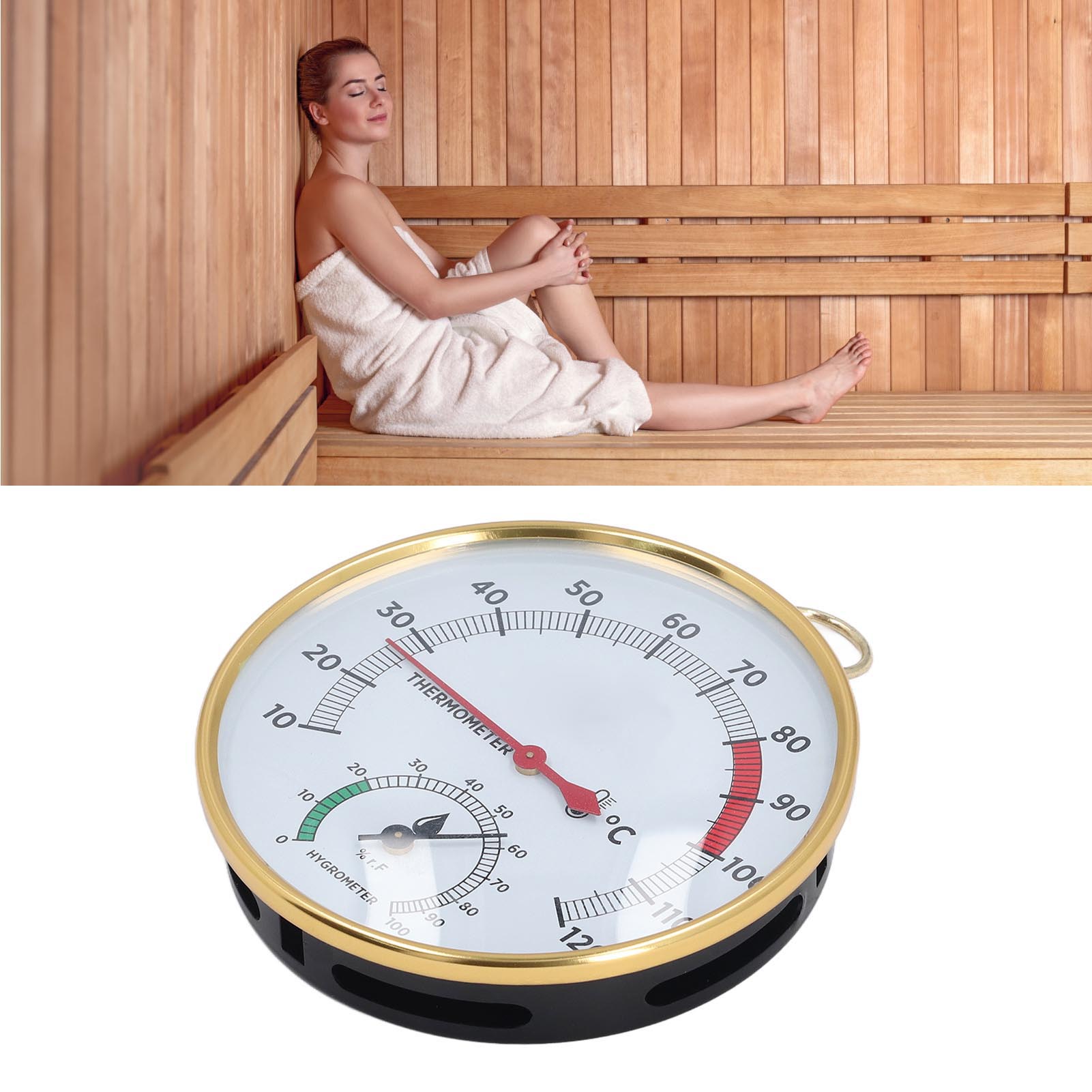 Sauna Thermometer Hygrometer Wall Mounted 10 To 120 degrees Celsius Multipurpose 2 in 1 Simultaneous Display Sauna Temperature Gauge for Home. 