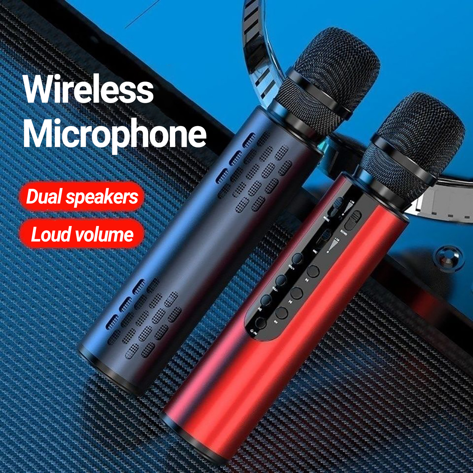 Bluetooth-compatible Microphone Easy Operation Bluetooth-compatible 5.0 Home KTV Condenser Microphone Speaker. 