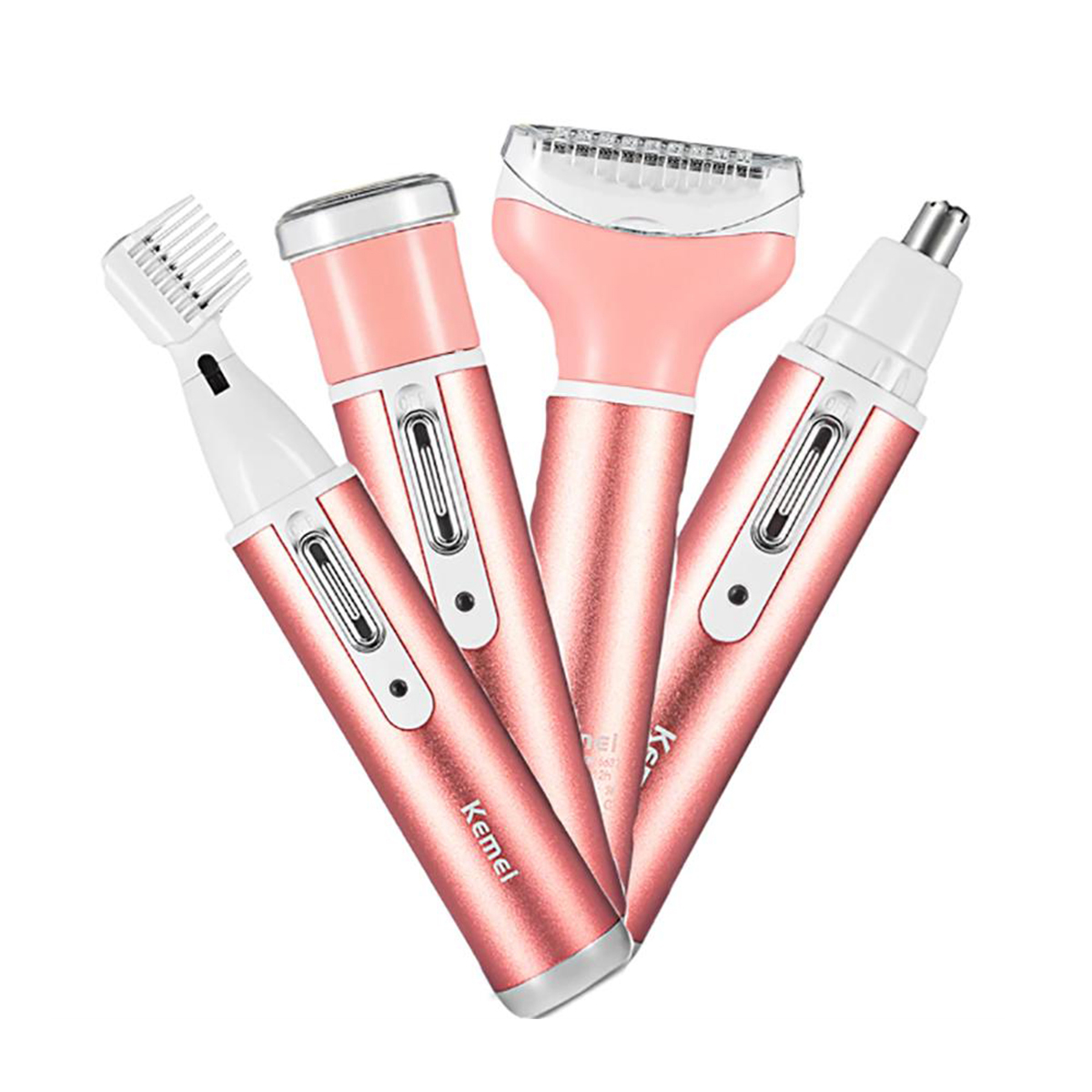 Kemei KM-6637 - Multi-functional 4 in 1 Rechargeable Body Shaver Beard Eyebrow Nose Trimmer for Women. 