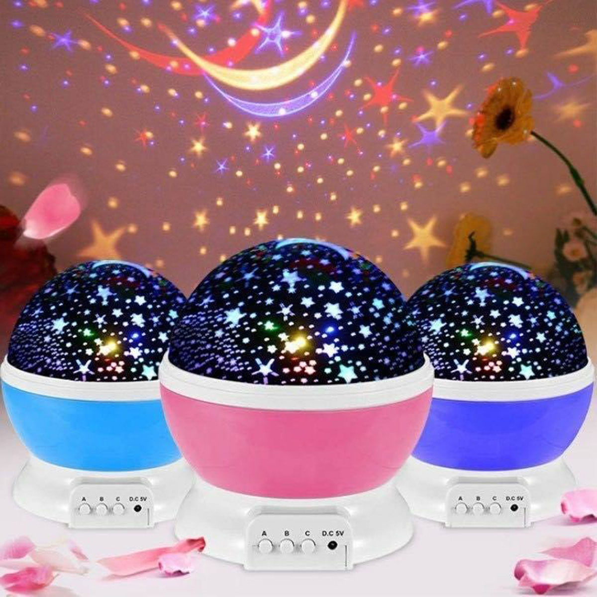 Star Master light Rotating Sky Colourful Light Starry sky night light projector Star and moonlight Table Lamp Night Light Star Master Decoration Light Festival Light - Onex BD