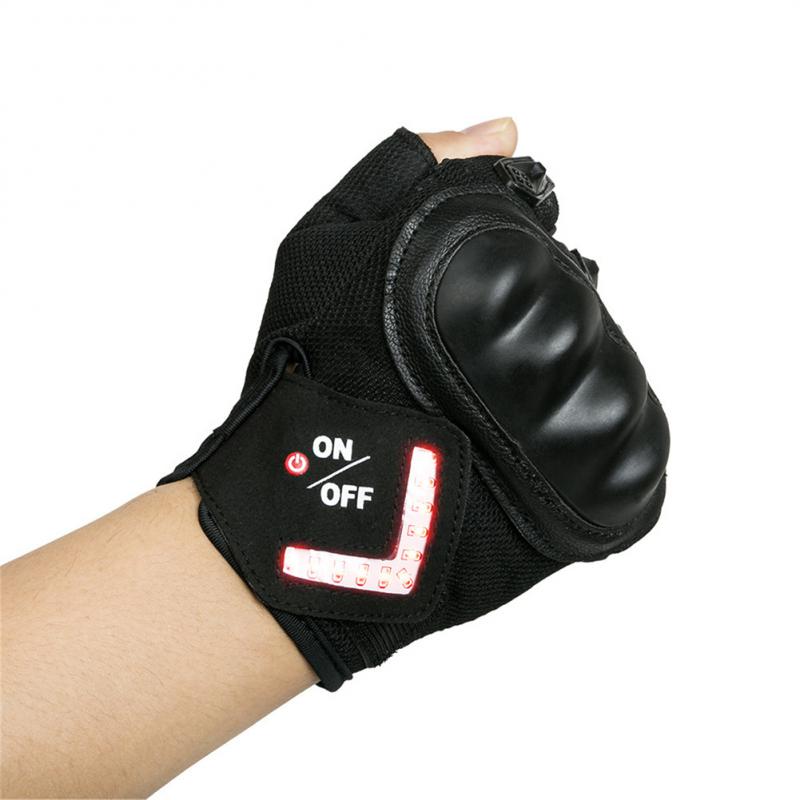1 Pair Gravity Sensing Cyling Gloves Turn Signal Half Finger Gloves Automatic Warning Light Smart Steering Half Finger Gloves. 