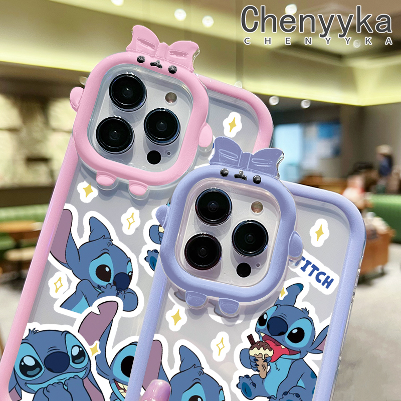 Chenyyka For Realme C2 C2S OPPO A1K Case Cartoon Cute Stitch Shockproof Clear Phone Cases Lovely Little Monster Camera Lens Protective Cover Soft Silicone Transparent Shell. 