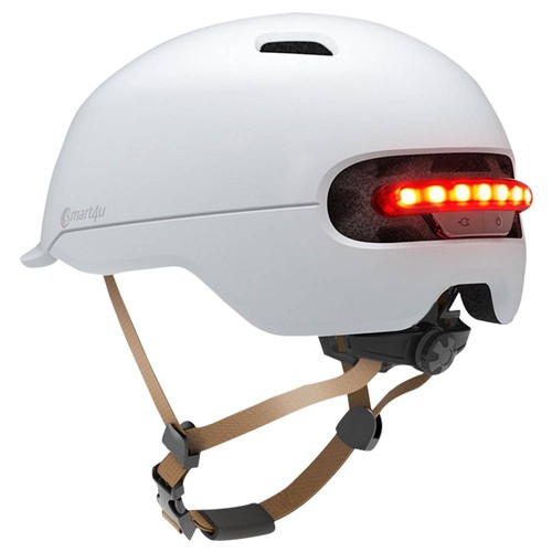 Xiaomi Smart4u SH50 Bicycle Smart Flash Helmet Automatic Light Perception Warning Light Long Battery Life IPX4 Waterproof Size L - White. 